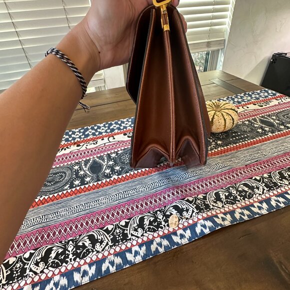 Salvatore Ferragamo Shoulder Crossbody Bag, Brown Leather  Salvatore Ferragamo Shoulder Crossbody Bag, Brown Leather/Canvas, Vintage Rare